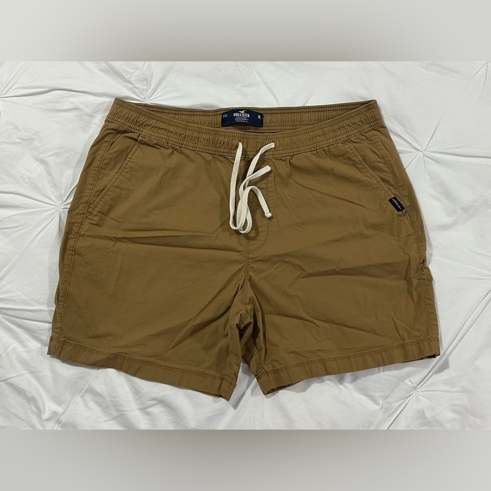 Hollister Epic Flex Jogger Shorts XL Tan Elastic Waist Drawstring 5” Inseam